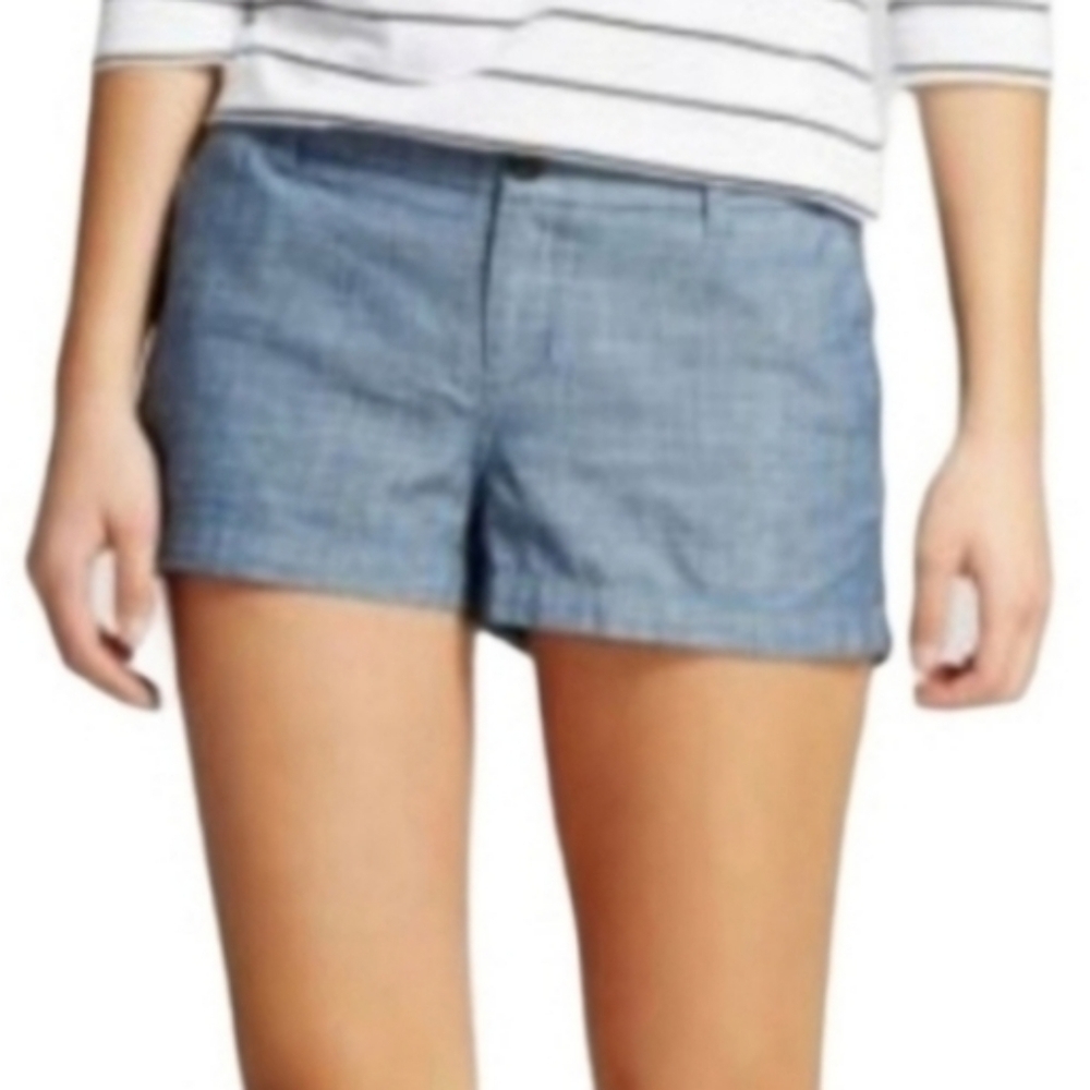 Merona Blue Chambray Denim Cotton Short Shorts Size Women's 14